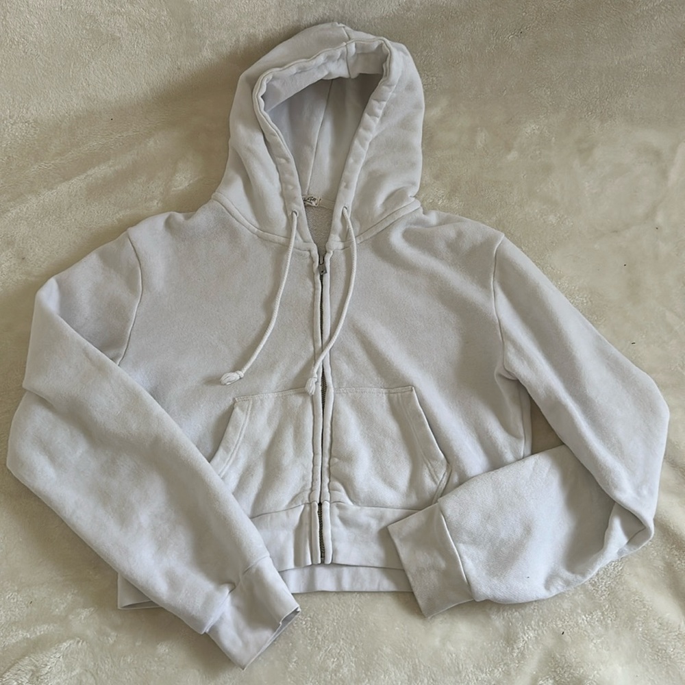 white brandy melville cropped zip up